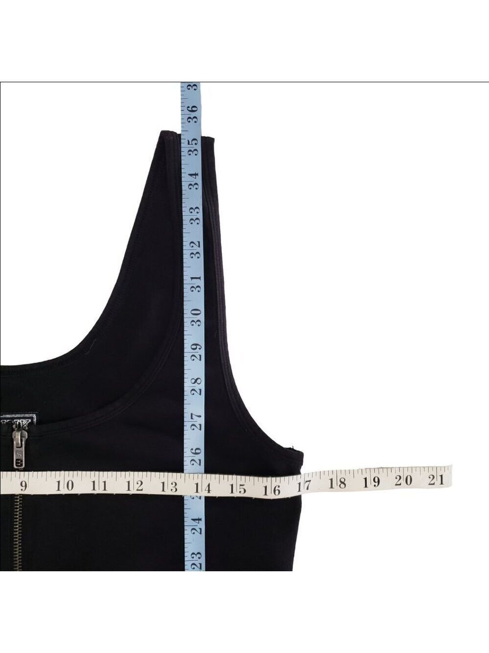 PINK Victoria’s Secret Y2K Bodycon Dress Black Zip Front Cotton Stretch L - Picture 14 of 15